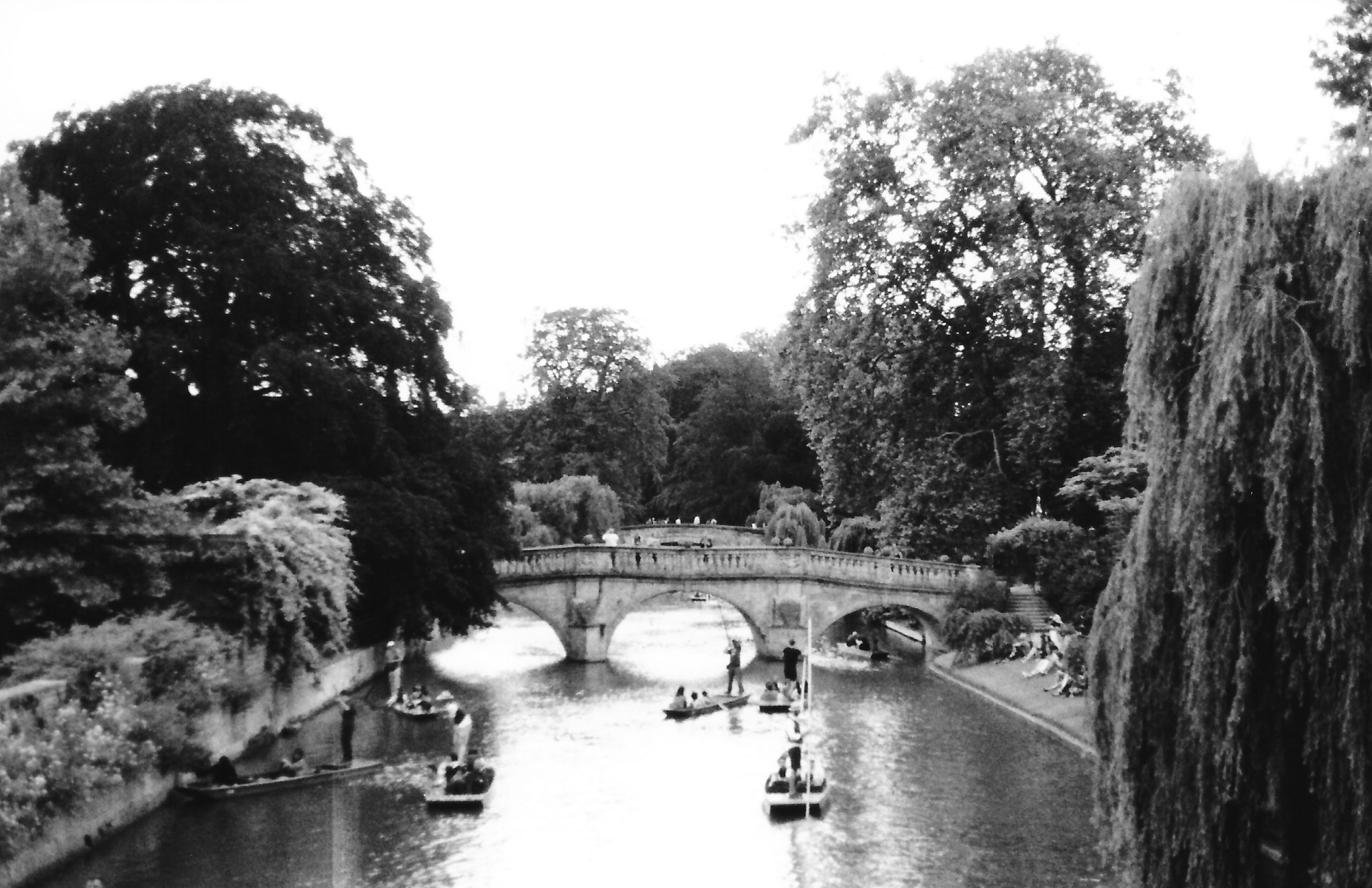 Cambridge, Uk in a black and white film roll